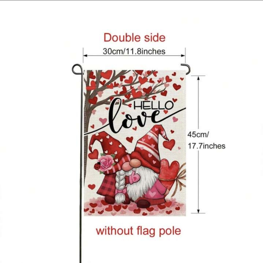 2/$12 - Valentine's Day Love Gnome Garden Flag - Picture 6 of 6
